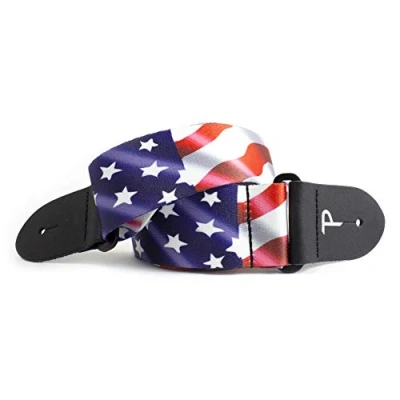 Image of Perri’s Leathers Ltd. Guitar Strap Polyester Flag U.S.A Adjustable For Acoustic/Bass/Electric Guitars Made in Canada (LPCP 45)