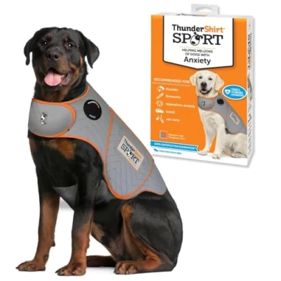 Image of Thundershirt Sport Dog Anxiety Jacket Vet Recommended Calming Solution Vest for Fireworks, Thunder, Travel, Separation Platinum, XX Large