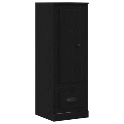Image of vidaXL Black Oak Highboard Matte Rectangular Buffet Engineered Wood Cabinet with Spacious Storage for Living, Dining Room Modern Indoor Organizing Solution