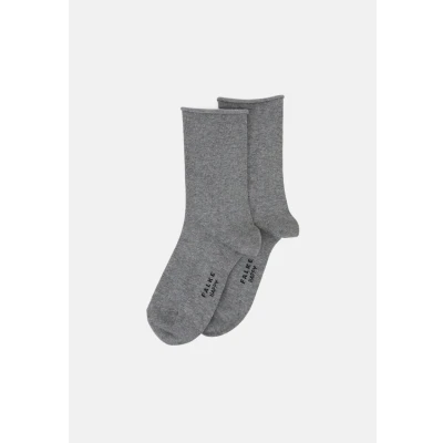Image of FALKE Women&#039;s Happy Double Pack W So Cotton Plain 2 Pairs Socks, Grey Light Melange 3390, 2.5 5