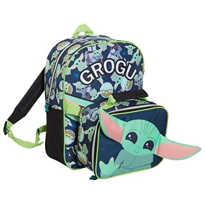 Image of Disney Mandalorian Backpack With Lunch Bag Kids GROGU Baby Yoda Matching School Set