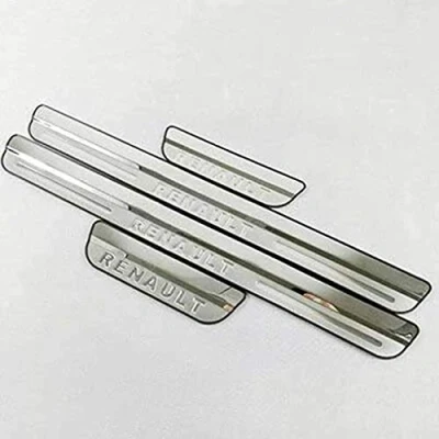 Image of 4pcs Car Door Sill Protector,For Renault Kadjar 2015 2018 Scuff Guard Cover Pedal,Stainless Steel Sticker Trim Non Slip Anti Scratch Accessories