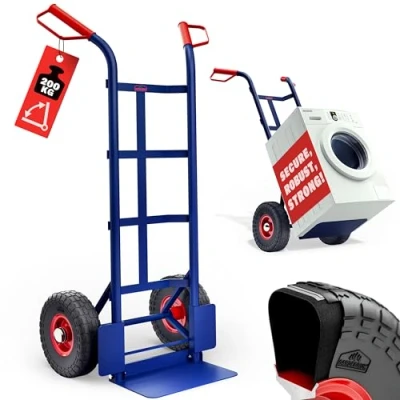 Image of GARDEBRUK® Foldable Sack Barrow Hand Truck Trolley Heavy Duty Steel Load up to 200 kg Dolly Cart Industrial Wheels Stair Climber Lightweight Multi Purpose Tool Blue