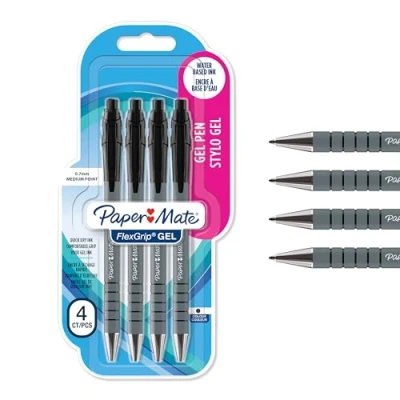 Image of Paper Mate FlexGrip Gel Pens Medium Point (0.7 mm) Black Ink 4 Count