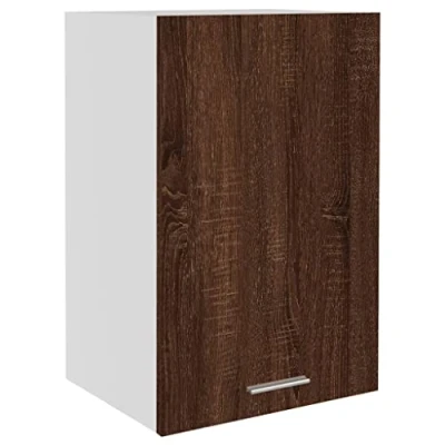Image of vidaXL Engineered Wood Hanging Cabinet, Brown Oak Wall Mounted Cabinet with Two Shelves for Kitchen Storage