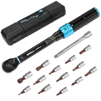 Image of Shall 15 Piece 1/4&quot; Torque Wrench Set, (2 25Nm) Dual Direction Adjustable 72 Tooth for Bike and Motorcycle Maintenance,with Extension Pole Storage Box