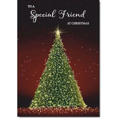 Image of doodlecards Special Friend Christmas Card Green Tree Medium Size for with Plain Envelope