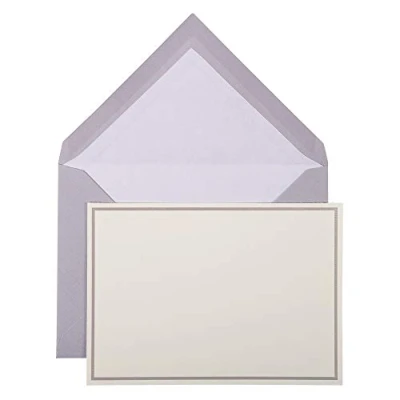 Image of Clairefontaine Ref 32628L G.Lalo Correspondence Writing Set Includes 10 x 10.7 15.2cm, 300gsm Cards + 11.4 16.2 Lined Gummed Envelopes Mouse Grey
