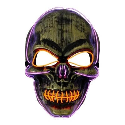 Image of Global Gizmos 45979 Light Up Halloween Skull Mask/Orange &amp; Purple LED Lights/Lightweight, Durable Material / 3 Modes