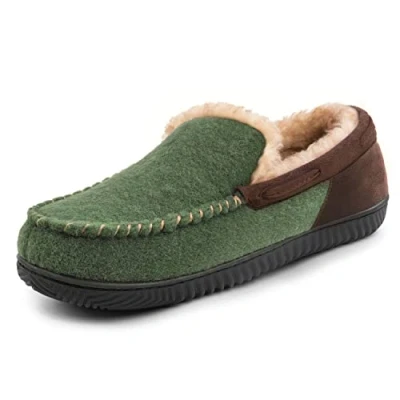 Image of RockDove Men&#039;s Hearthfire Memory Foam Moc Slipper, Size 7 UK Men, Forest Green