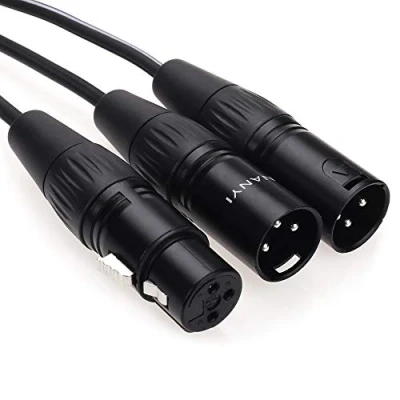 Image of NANYI XLR Splitter Cable, Microphone Cable to Patch Cables, 3 Pin Female Dual Male Y Adaptor mic DMX Cords with Oxygen Free Copper (0.5 Meters /1.6Feet)