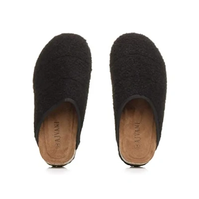 Image of AJVANI Womens Ladies Flat Comfort Footbed Slippers Grip Sole Indoor Mules Size 4 37 Black