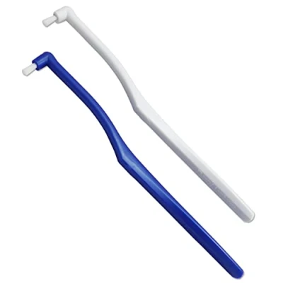 Image of 2 x Super Slim Interspace Toothbrush Interdental Blue White Brushes for Orthodontic Braces &amp; Bridges