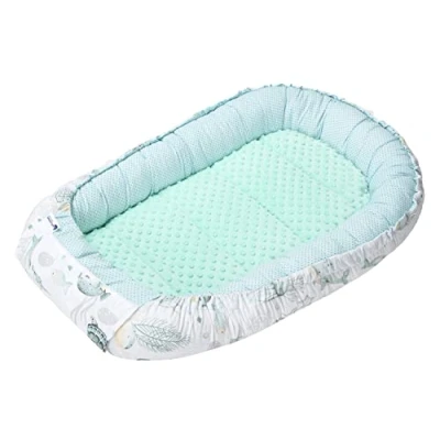 Image of Medi Partners Baby Nest Cuddly Cot Bumper 100% Cotton Travel for Babies Infants 100 x 60 15 cm Removable Insert (Ocean with mint Plush)