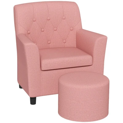 Image of AIYAPLAY Kids Sofa Set, Toddler Chair with Footrest, Single Seater Armchair for Playroom Bedroom, Pink