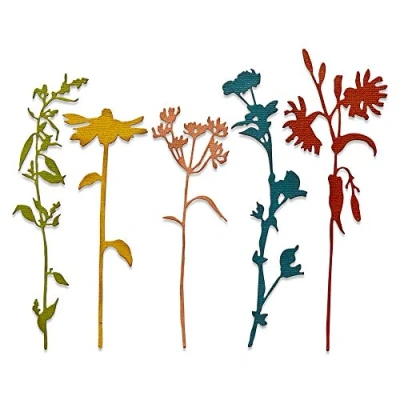 Image of Sizzix Thinlits Die 665221 Wildflower Stems #3 by Tim Holtz 5 Pack, Multicolour, One Size