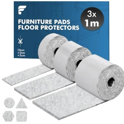 Image of shinfly Furniture Pads Floor Protectors 3x1M, Felt For Feet Chair Leg, Self Adhesive, Anti scratches and Reduce Noise Light Grey