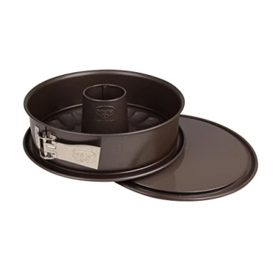 Image of Dr. Oetker Springform Cake Tin Diameter 28 cm Round Baking from the Edition Series Steel with 2 Shelves Flat and Tubular Base Non Stick Coating (Colour: Brown), Quantity: 1 Piece