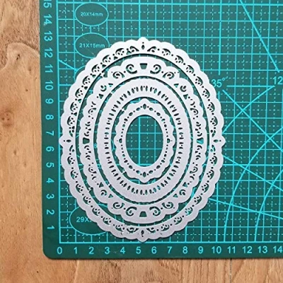 Image of 4Pcs Lace Metal Cutting Dies, YunTrip Oval Frame Dies Cut Stencils DIY Scrapbooking Album Decorative Embossing Paper for Card Making