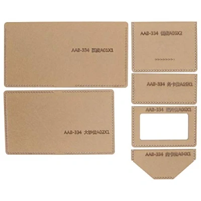 Image of 6pcs Acrylic Template, Short Wallet Pattern Clear Stencil Mould for DIY Hand Made Leather Crafts Tool