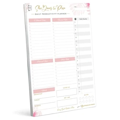 Image of Perfect Planner Company Daily Productivity undated a4 day organiser tear off notepad with meal planners to do list goals and task blocking