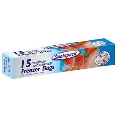 Image of Sealapack Extra Large Freezer Bags, Resealable &amp; Reuseable Pack Of 15 Bags