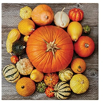 Image of 3 Ply Halloween Theme Decoupage Serviettes Tissue Paper Napkins 33cm x Pack of 20 (Pumpkin Composition)