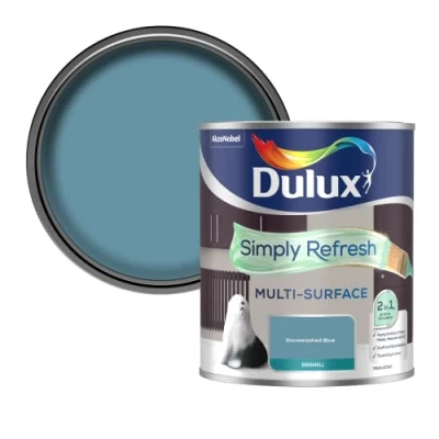 Image of Dulux Simply Refresh Multi Surface Eggsgell Paint Stonewashed Blue 750ML