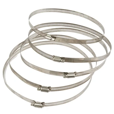 Image of 5 Pcs 7.8 inch/200mm Stainless Hoop Steel Hose Clips Duct Clamps Adjustable Worm Drive Clamp for Inline Fan Hydroponic
