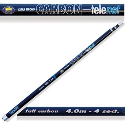 Image of 4m Lineaffe Carbon Landing Tele Net Handle 4 Section Carp Match Pole Fishing