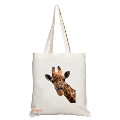 Image of Coralgraph Inc TB318 Beautiful Giraffe Image Novelty Present Gift Printed Eco Friendly Stylish Long Handled Tote Shoulder Bag