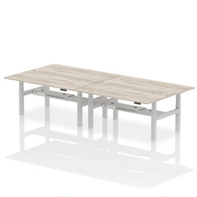 Image of Air B2B 1800x800mm Height Adjustable 4P Bench Desk CP Grey Oak/Silver