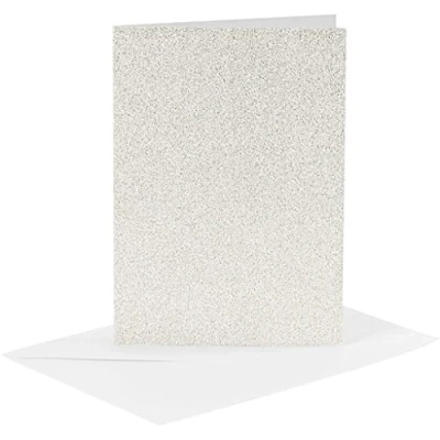 Image of 23028 Cards and Env 10.5x15cm 4pk white glitter