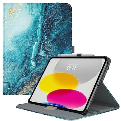 Image of TiMOVO Rotating Case for iPad 10th Generation 2022, 10.9 inch Case, 90 Degree Smart Stand Cover 10, Protective Leather with Stylus Loop Design Gilding Texture