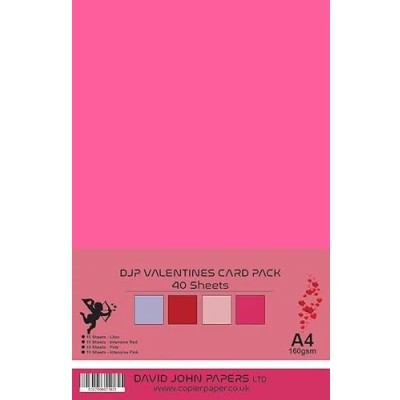 Image of DJP 160 GSM A4 Valentines Day/Mother&#039;s Day Card Pack (Pack of 40 Sheets) 10 Sheets Each Colour
