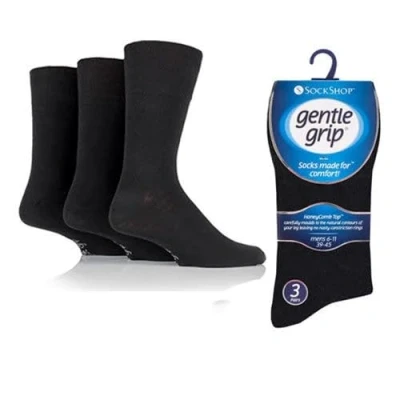 Image of 6 Pairs mens gentle grip no elastic socks 11 uk, 39 45 eur Assorted colours (RG51)