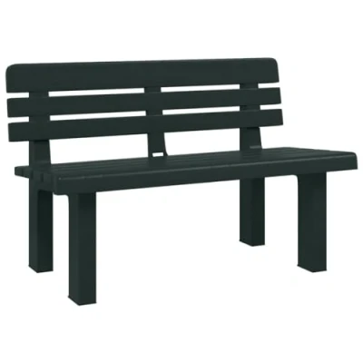 Image of vidaXL Polypropylene Garden Bench in Green Stable Outdoor Seating for Patio/Garden/Terrace, Weather Resistant, Easy Clean 110x52x71 cm