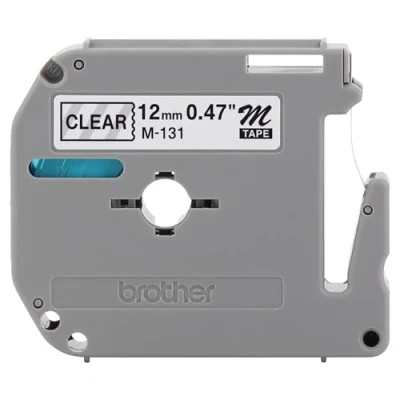 Image of Brother Genuine P Touch M 131 1/2&quot; Standard Tape Black on Clear Indoor Water Resistant 8m Single Pack