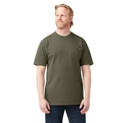 Image of Dickies Men&#039;s Heavyweight Crew Neck Short Sleeve Tee T Shirt, Military Green, S