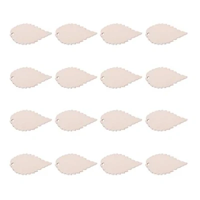 Image of NBEADS 100 Pcs Solid Wood Unfinished Wooden Leaf Shape Board Craft Tags with Holes, 50x26x2mm, Hole: 2x3mm