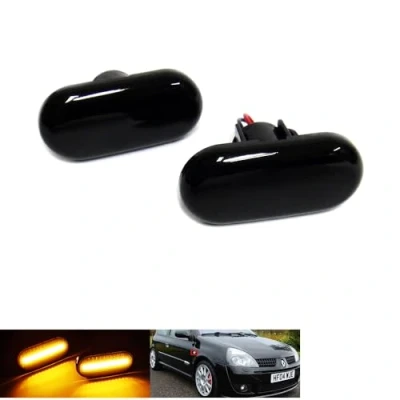 Image of RZG 2x Black Smoked Lens Side Indicator Amber LED Marker Repeater Light For Clio I II Espace III Kangoo Megane Master Trafic Twingo Fortwo 453