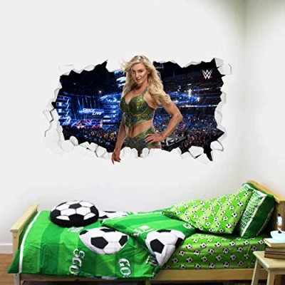 Image of Beautiful Game WWE Wall Decal Charlotte Flair Smashed Vinyl Sticker Kids Mural Art Wrestling (60cm)
