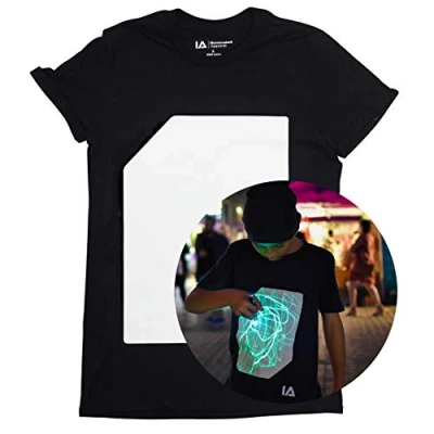 Image of Illuminated Apparel Interactive Glow in The Dark T Shirt Fun for Birthday Parties &amp; Festivals Light up Night (3 4 Years, Black/Green Glow)