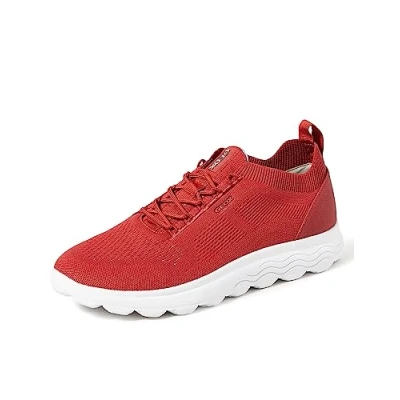 Image of Geox Men&#039;s Spherica U Sneakers, Dark Red Light Grey, 9 UK