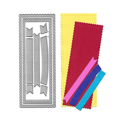 Image of 5pcs/Set Wave Tag Label Metal Die Cuts, Long Frame Cutting Dies Cut Stencils for DIY Scrapbooking Album Decorative Embossing Paper Card Making