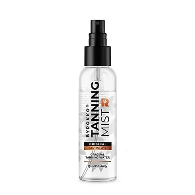 Image of BYROKKO Tanning Face Mist (100 ml), Natural Looking Facial Tan Accelerator, Gradual Self Water Spray with Aloe Vera and Glycerine, Effective in Sunbeds &amp; Outdoor Sun