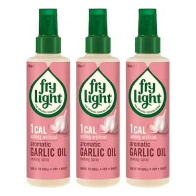 Image of 3 x 190ml Low 1 Calorie Aromatic Garlic Oil French Cooking Spray Dressing Grill Frying Roasting