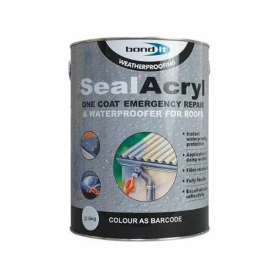 Image of Bond It 2.5KG Seal Acryl Roof Repair Paint Grey Roofing WATERPROOFER Sealacrylic One Coat Emergency Breathes Membrane Sealant