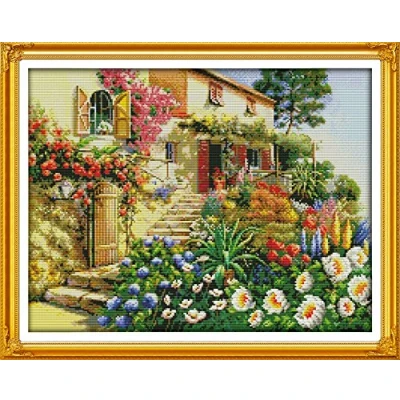 Image of Benway Counted Cross Stitch Garden Villa 14 Count 52X41cm