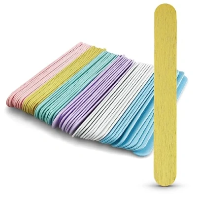 Image of Netuno 60 Pastel Coloured Wooden Craft Sticks 15cm 5.9 inches Wood Popsicle Lolly Lollipop Multicoloured ice Cream for Decoration Crafting DIY Home School